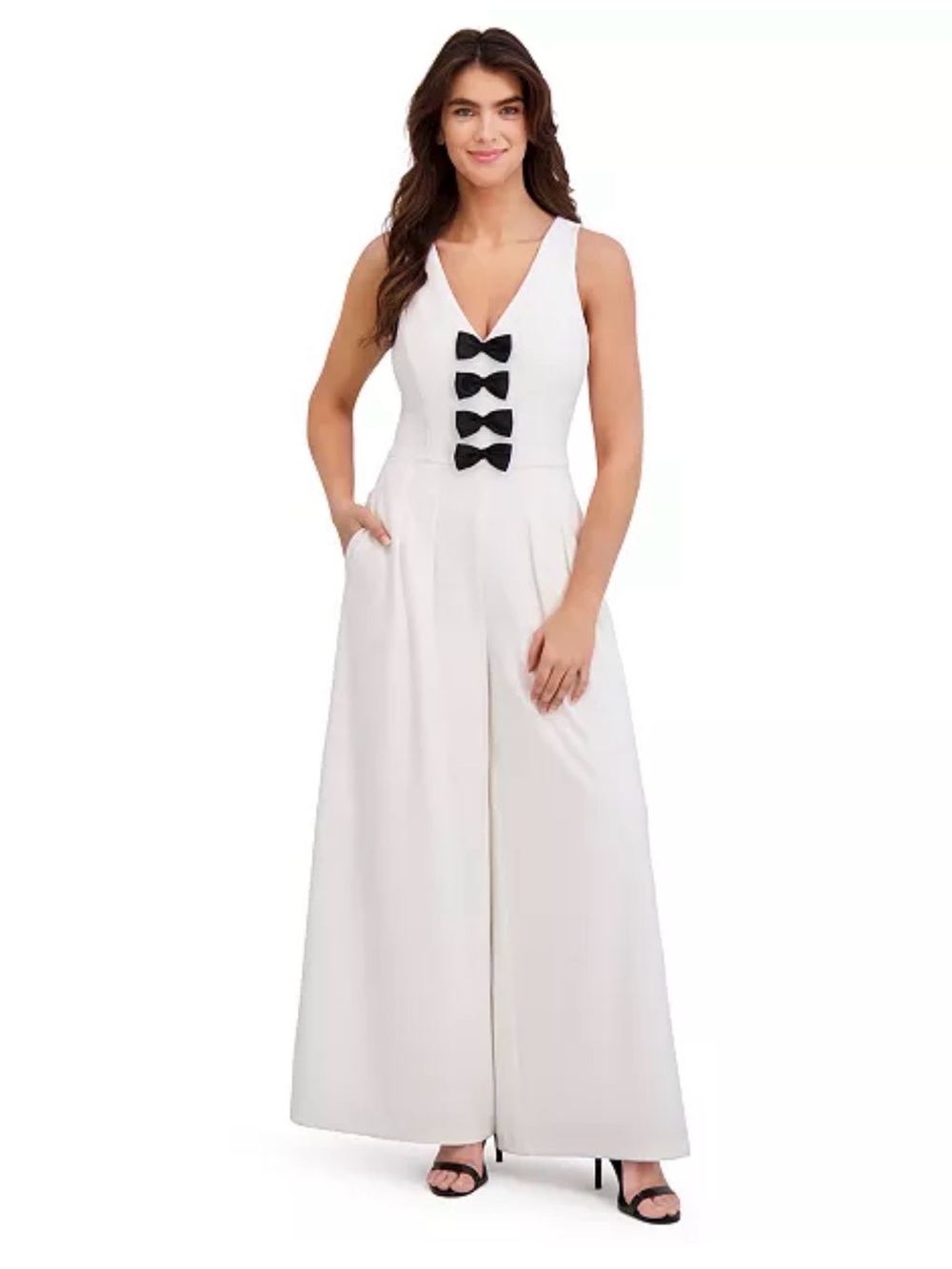 London Times
Women's V-Neck Pleated Wide-Leg Jumpsuit